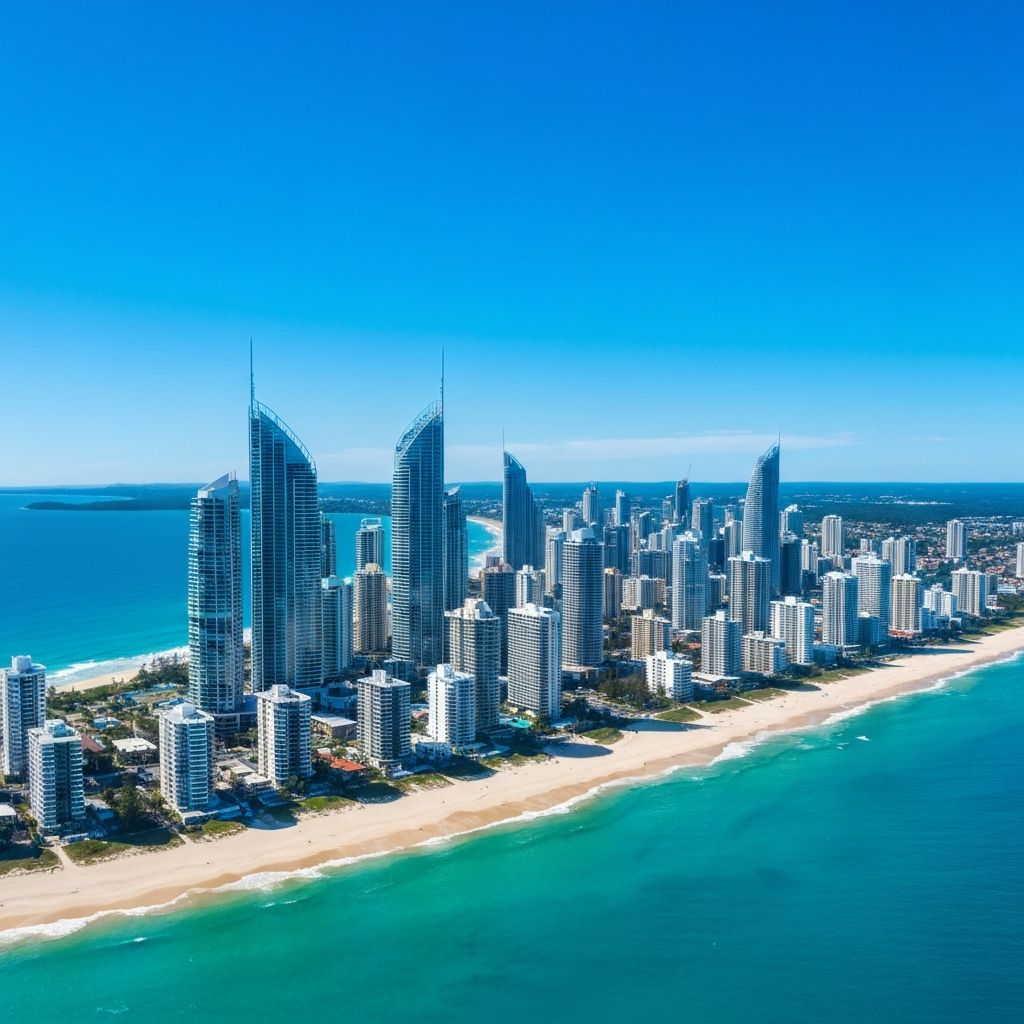 Aerial view of Gold Coast, Queensland, Australia — the home base of LA Movers Group